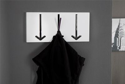 Modern design wandkapstok ARROW 30cm wit met 3 haken - 20579