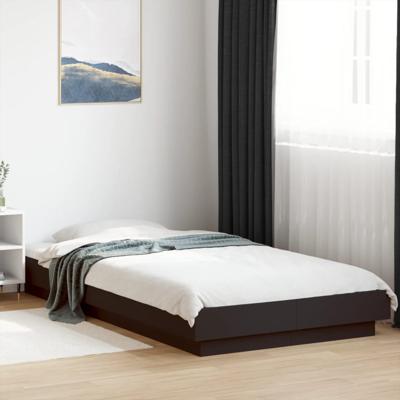 Bedframe met LED-verlichting bewerkt hout zwart 90x200 cm