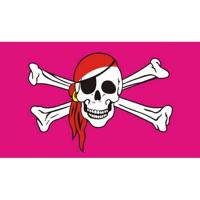 Piratenvlag - roze - 150 x 90 cm - polyester - Piraten thema feestversiering