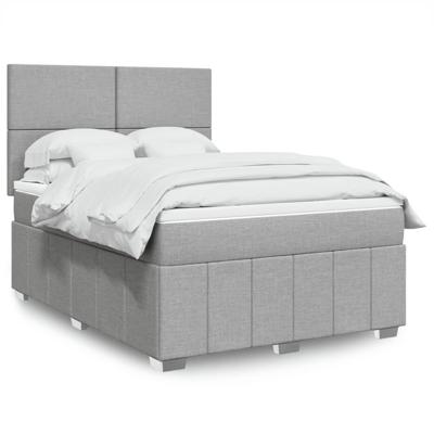 Boxspring met matras stof lichtgrijs 140x190 cm
