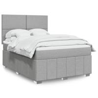 Boxspring met matras stof lichtgrijs 140x190 cm