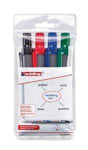 Edding retract 12 markeerstift 4 stuk(s) Kogelpunt Zwart, Blauw, Groen, Rood