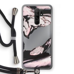 Roze stroom: Xiaomi Redmi 9 Transparant Hoesje met koord