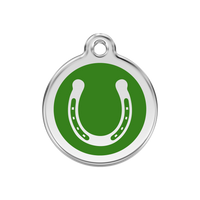 Horse Shoe Green roestvrijstalen hondenpenning medium/gemiddeld dia. 3 cm - RedDingo