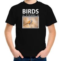 Baardmannetjes vogel t-shirt met dieren foto birds of the world zwart voor kinderen