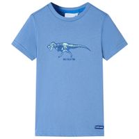 Kindershirt dinosaurusprint 92 middelblauw