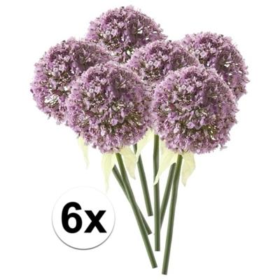 Kunstbloem - 6x - Sierui / Allium - lila paars - steel van 70 cm