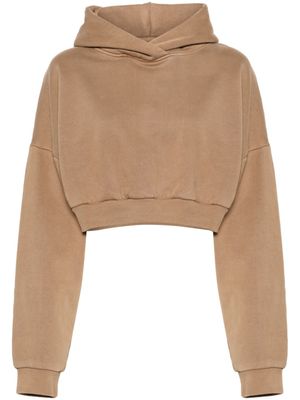 ENTIRE STUDIOS hoodie crop en coton biologique à col v - Marron