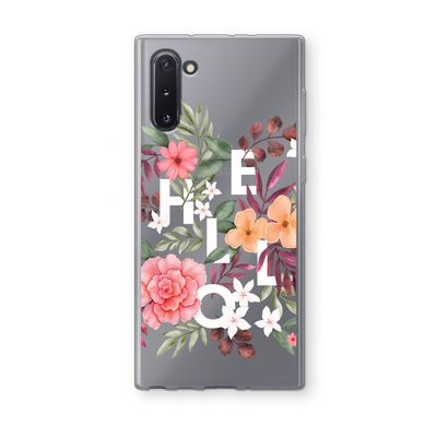 Hello in flowers: Samsung Galaxy Note 10 Transparant Hoesje
