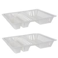 2x stuks afwas afdruiprekken wit kunststof L48 x B39 x H8 cm