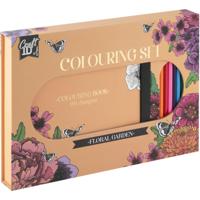 Creative Craft Group Kleurset bloemen met 10 kleurpotloden