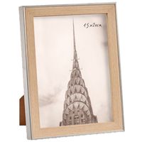 Kunststof fotolijst zilver met hout geschikt voor een foto van 15 x 20 cm Kunststof fotolijst zilver met hout geschikt voor een foto van 15 x 20 cm