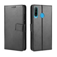 Retro Crazy Horse Texture horizontale flip lederen case voor Galaxy M30 met houder & kaart slots & foto frame (zwart)