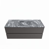MONDIAZ VICA-DLUX 120cm badmeubel onderkast Dark grey 2 lades. Inbouw wastafel CLOUD midden zonder kraangat, kleur Lava.
