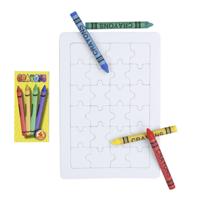 DIY puzzel set met krijtjes - 24 blanco stukjes - zelf tekenen - 15 x 10 cm - speelgoed cadeau