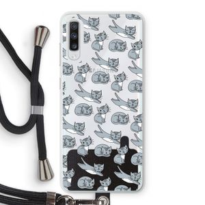 Poezen: Samsung Galaxy A70 Transparant Hoesje met koord