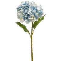 Kunstbloem Hortensia tak - 52 cm - licht blauw - Real Touch - hydrangea - kunst zijdebloemen - thumbnail