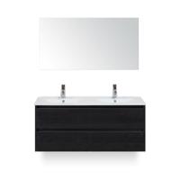 Dante Badmeubelset 120 cm - Black Oak - Keramische Wastafel Wit Enjoy - met Spiegel
