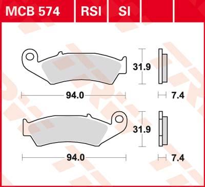 TRW Remblokken, en remschoenen voor de moto, MCB574 Allround organisch