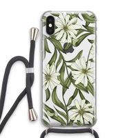 Wit bloemenpatroon: iPhone X Transparant Hoesje met koord