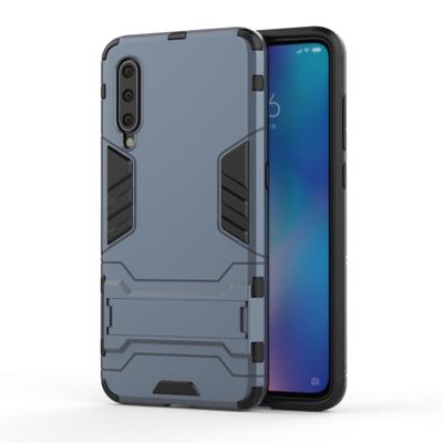 Schokbestendige PC + TPU Case voor Xiaomi mi 9 met houder (Navy Blue)