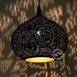 Hanglamp oosterse hanglamp filigrain stijl pompoen zwart/goud