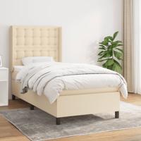 Boxspring met matras stof crèmekleurig 90x200 cm