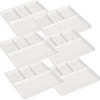 Gourmetbord - 6x - 4 vakjes - vierkant - wit - porselein - D25 cm - Fonduebord/barbecue bord