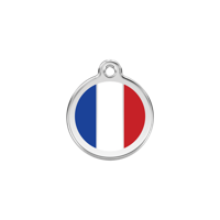 French Flag roestvrijstalen hondenpenning small/klein dia. 2 cm - Reddingo