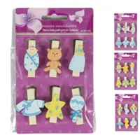 Houten Knijper baby blauw 4 assorti set van 6 | 48 stuks