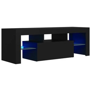 The Living Store TV-meubel Hifi-kast - 120x35x40 cm - RGB LED-verlichting - Zwart