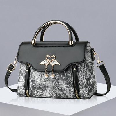 Pink PU Leather Mini Handbag - Floral Print Crossbody Square Bag Multicolor-6 / one-size