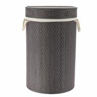 Wasmand met deksel - grijs - rond - katoen/bamboe - 67 liter - 35 x 35 x 55 cm Wasmand met deksel - grijs - rond - katoen/bamboe - 67 liter - 35 x 35 x 55 cm