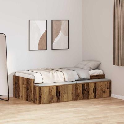 Opbergbedframe met opslag Oud hout 80 x 200 cm Bewerkt hout