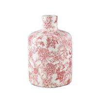 PTMD Rozy Red terracotta bottle round flower print L - thumbnail