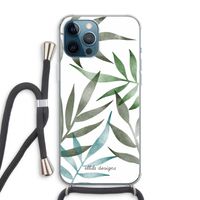 Tropical watercolor leaves: iPhone 12 Pro Max Transparant Hoesje met koord