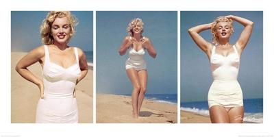 Kunstdruk Marilyn Monroe Beach Triptych 100x50cm