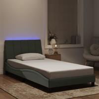 Bedframe met LED zonder matras "Hanko" fluweel lichtgrijs 100x200 cm