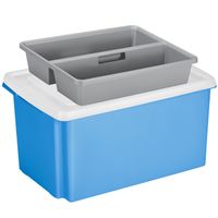 Sunware opslagbox kunststof 51 liter blauw 59 x 39 x 29 cm met deksel en organiser tray