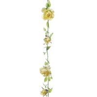 Louis Maes kunstplant bloemenslinger Rozen - geel/groen - 225 cm - kunstbloemen