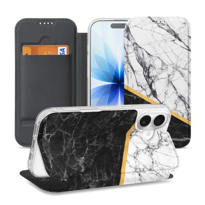 Stand Case Hoesje iPhone 17 Marble White Black