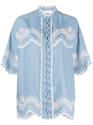 ZIMMERMANN chemise Junie à broderies - Bleu