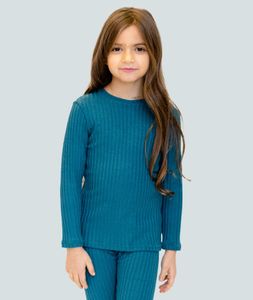 Ribbed-Knit Top Cyan