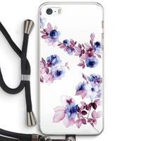 Waterverf bloemen: iPhone 5 / 5S / SE Transparant Hoesje met koord