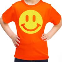 Verkleed T-shirt voor meisjes - Smile Emoticon - oranje - carnaval - feestkleding voor kinderen