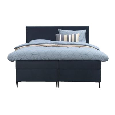 Leen Bakker - Boxspring Liv Egaal - 160x200 Cm - Slanke Poot - Stof/Velvet - Blauw