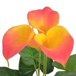 The Living Store Calla lelie kunstplant - 45cm - Realistische uitstraling - 9 bladeren - 3 bloemen