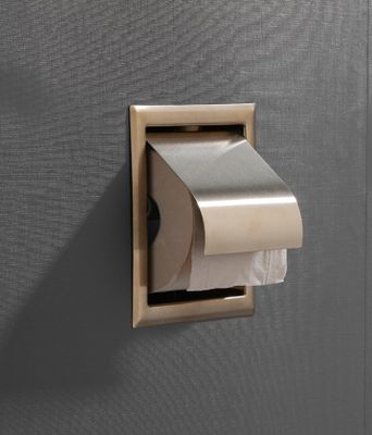 Toiletrolhouder SaniClear Brass | Inbouw | Met klep | Messing | Vierkant | Geborsteld messing - Mat goud