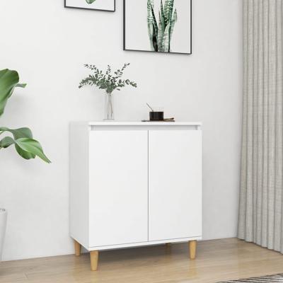 Dressoir met massief houten poten 60x35x70 cm bewerkt hout wit
