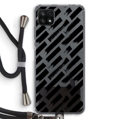 Zwarte vegen: Samsung Galaxy A22 5G Transparant Hoesje met koord